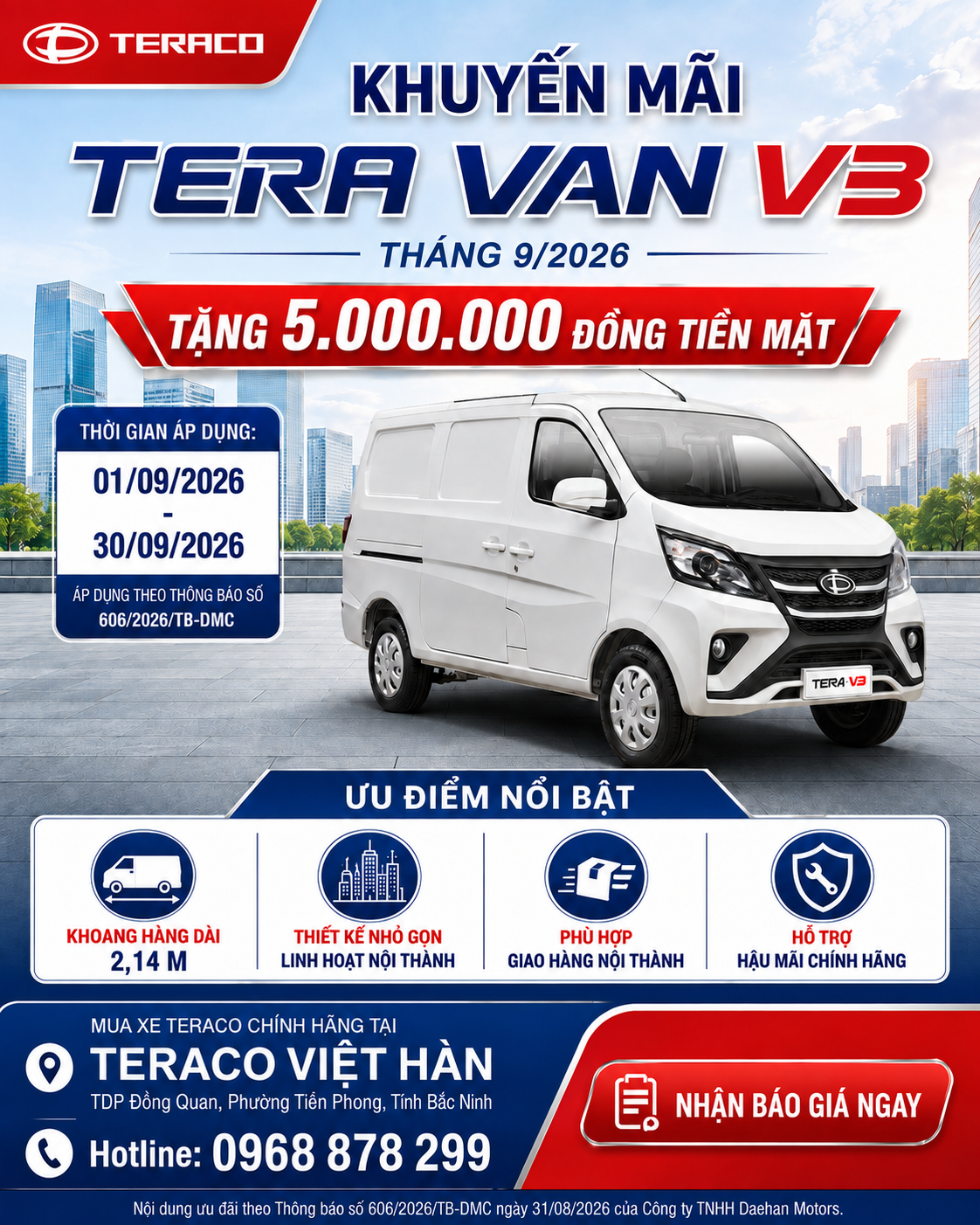 Tera Van V3 – Xe tải van nhỏ gọn, linh hoạt cho nhu cầu vận chuyển hàng hóa