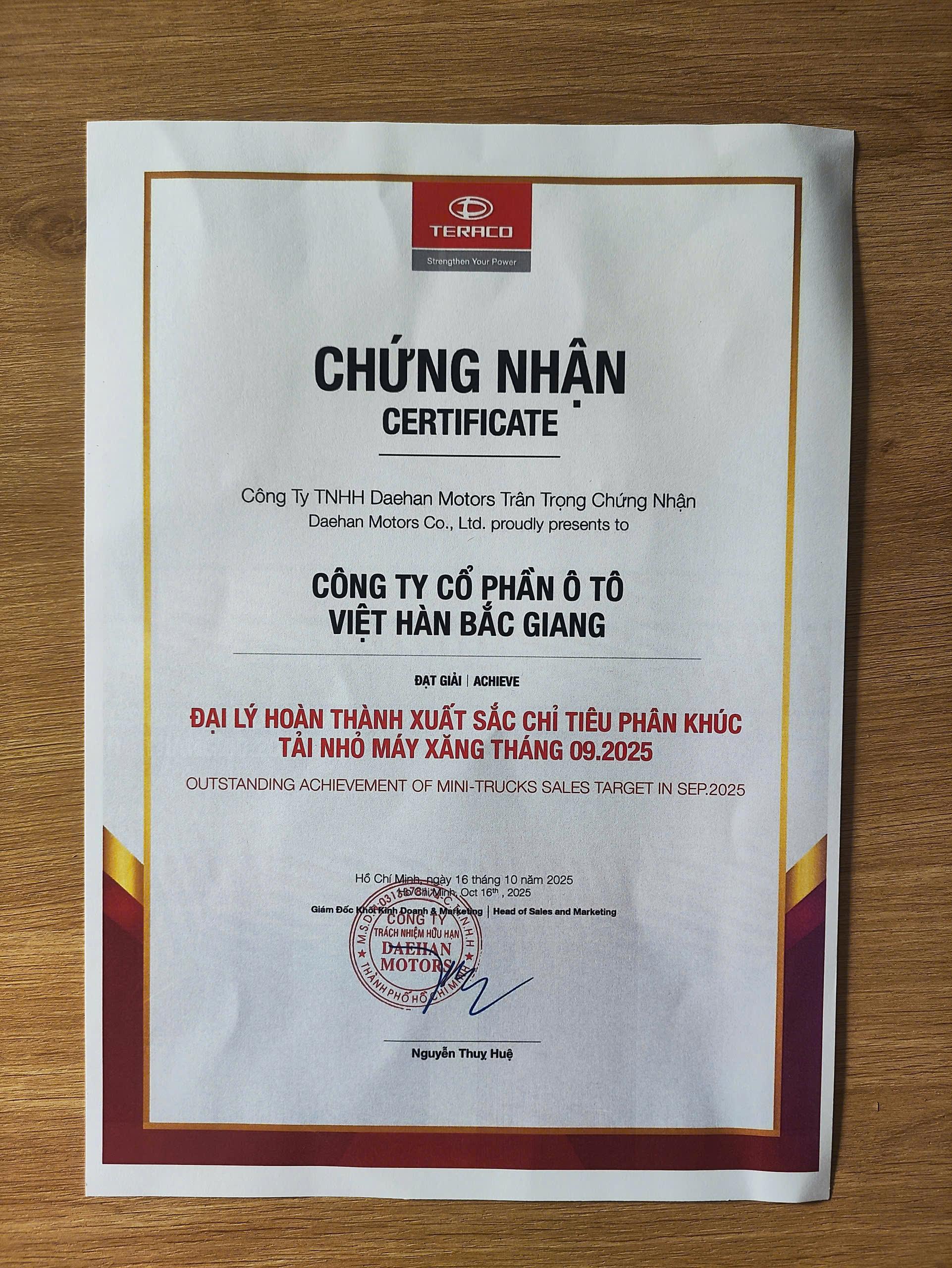 ĐẠI LÝ HOÀN THÀNH XUẤT SẮC CHỈ TIÊU PHÂN KHÚC TẢI NHỎ MÁY XĂNG
